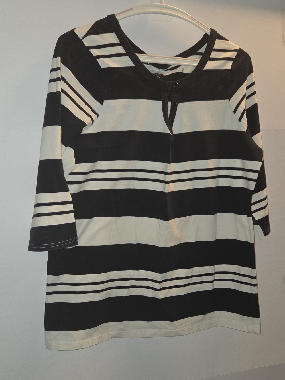 Addition Elle Black and White Striped 3/4 Sleeve Top Size 1X